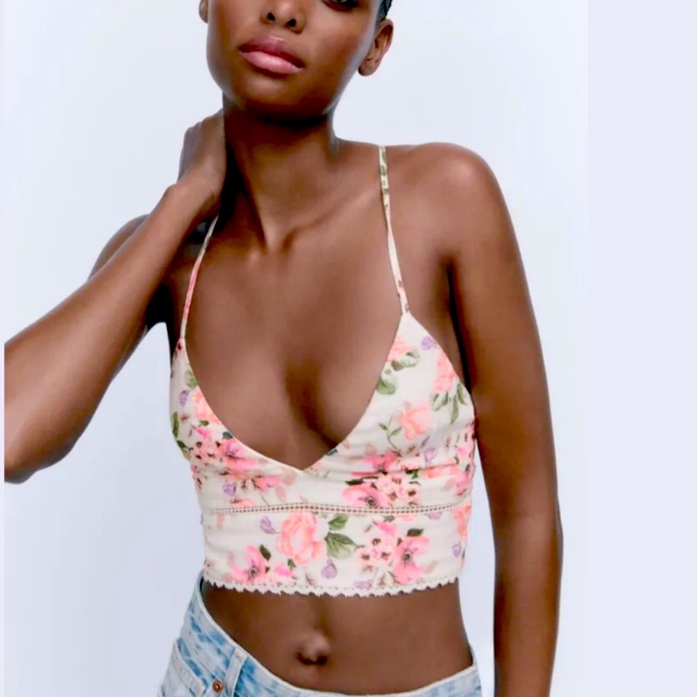 ZARA Floral Crop Top 💕🌺🌸🌼
